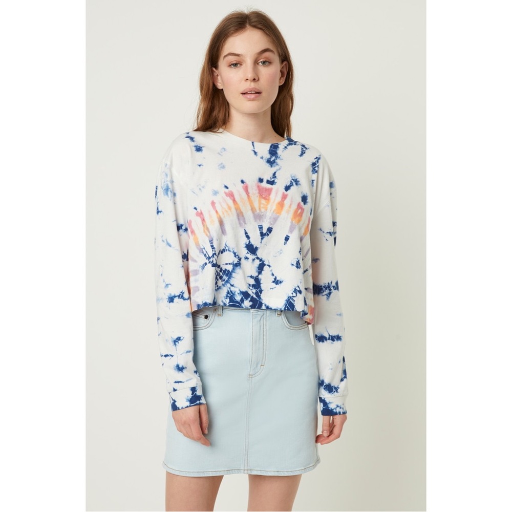 French Connection Zinnia Tie Dye Crop LS Tee